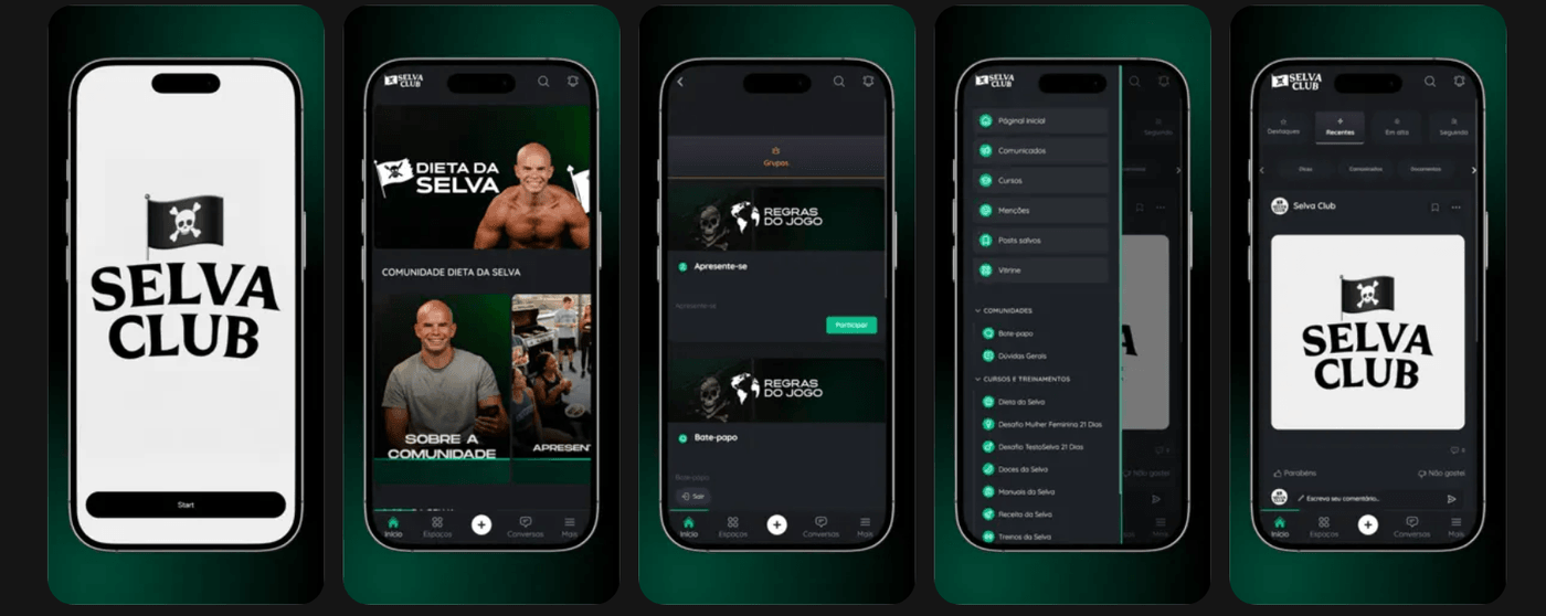 Telas do app Selva Club no iPhone, estilo App Store